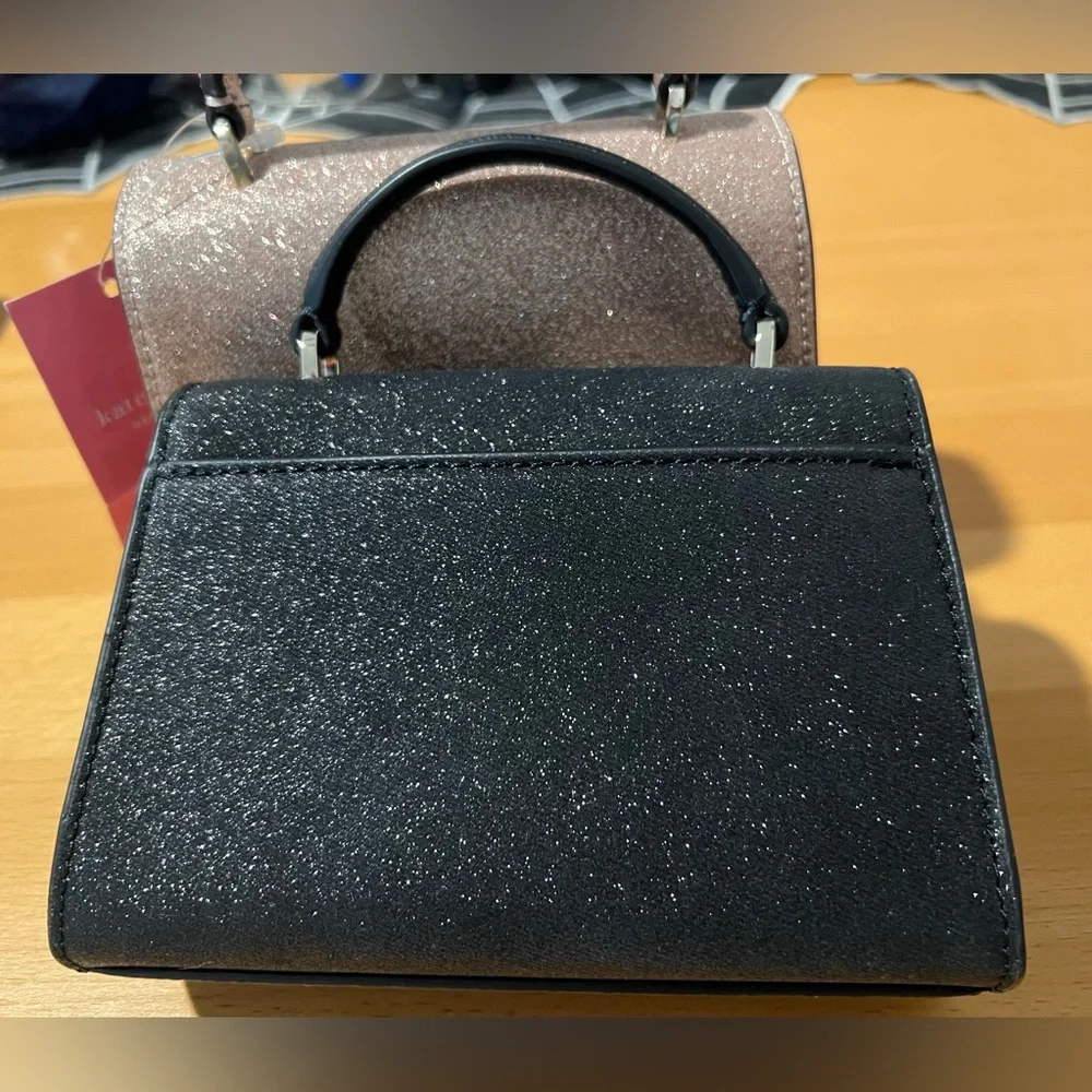 Kate Spade Darcy Black Glitter Micro Mini Purse NWOT